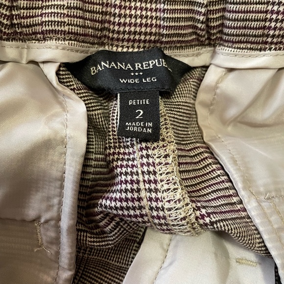 BANANA REPUBLIC Parc wide leg plaid trousers Womens size 2  NWOT - Picture 11 of 14